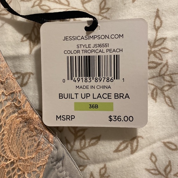 NWT Jessica Simpson Built Up Lace Bra- size 36B - Picture 4 of 7